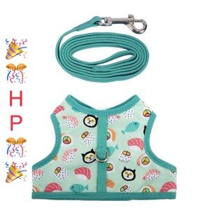 🎉🎊2X HP🆕 Vibrant Life Polyester Sushi Walking Cat, Harness Teal Color One Sz